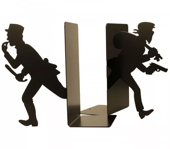 Large metal bookends vintage comic book Cop and Thief