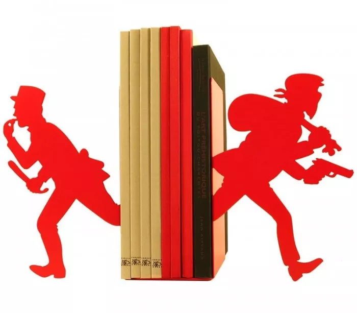 Paire grands cale-livres rouges Gendarme et Voleur