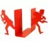 Large red bookends for comic books