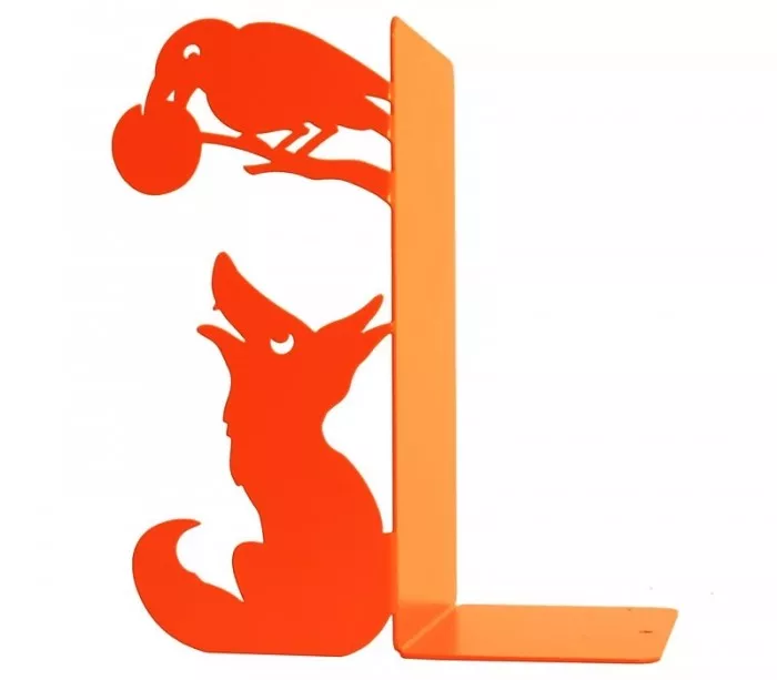 Large metal bookend The raven and the fox