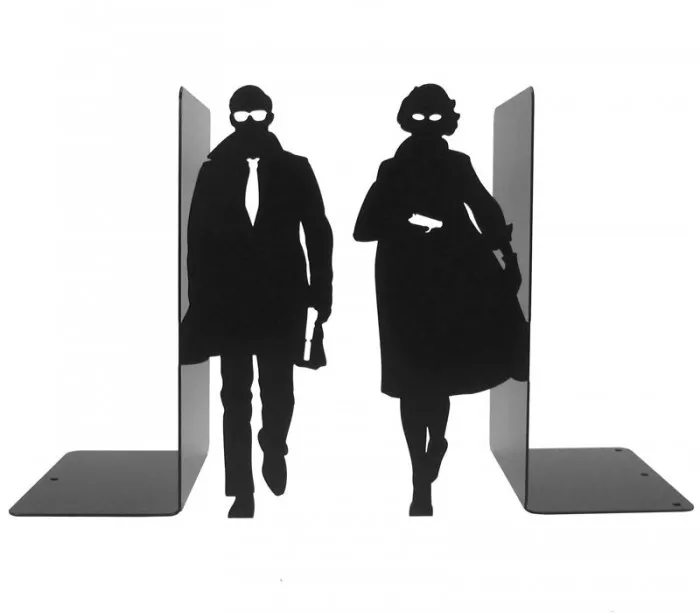 Large bookends secret agents characters, idea to decorate shelves