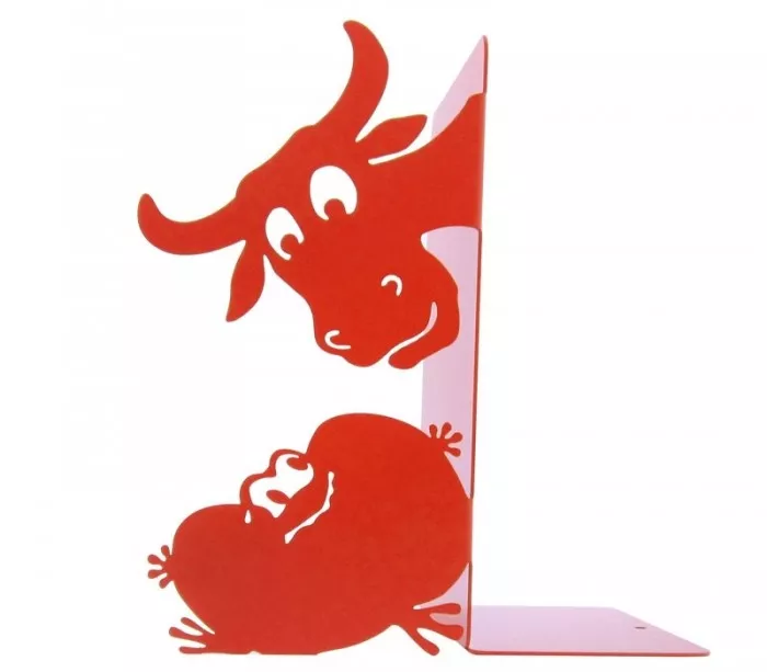Large red bookends The forg and the ox, Jean de La Fontaine's tales