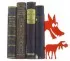 Grand serre-livres métal rouge fable Le loup et l'agneau