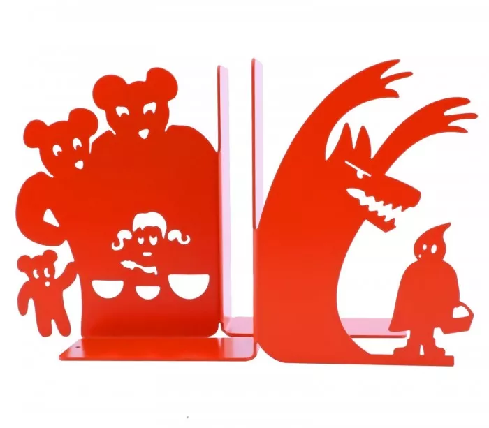 Red metal bookends for the decoration of boy's or girl's bedroom