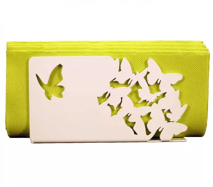 White napkin rack Butterlies