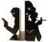 Pair of large black bookends for comics on shelves