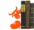 Fancy orange bookends to decorate shelves