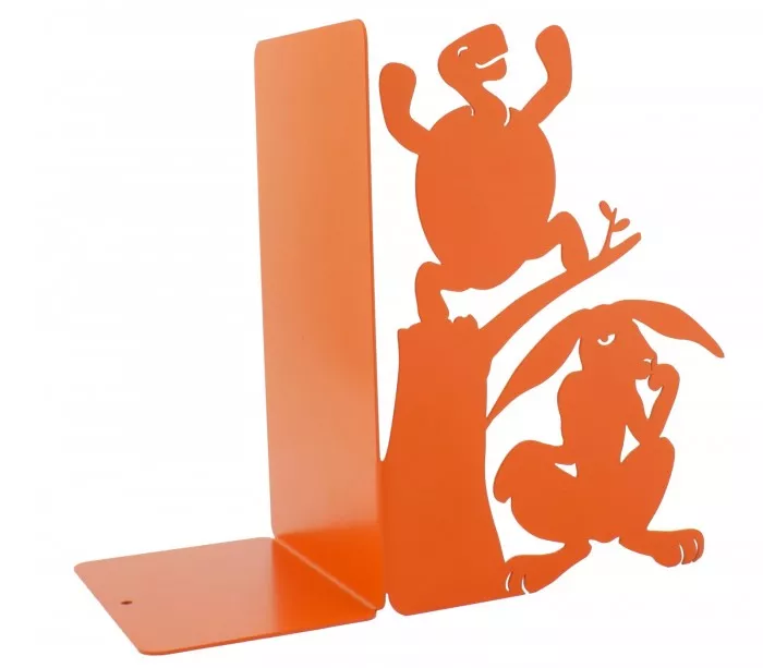 Large metal bookend The Tortle and the Hare by Jean de La Fontaine