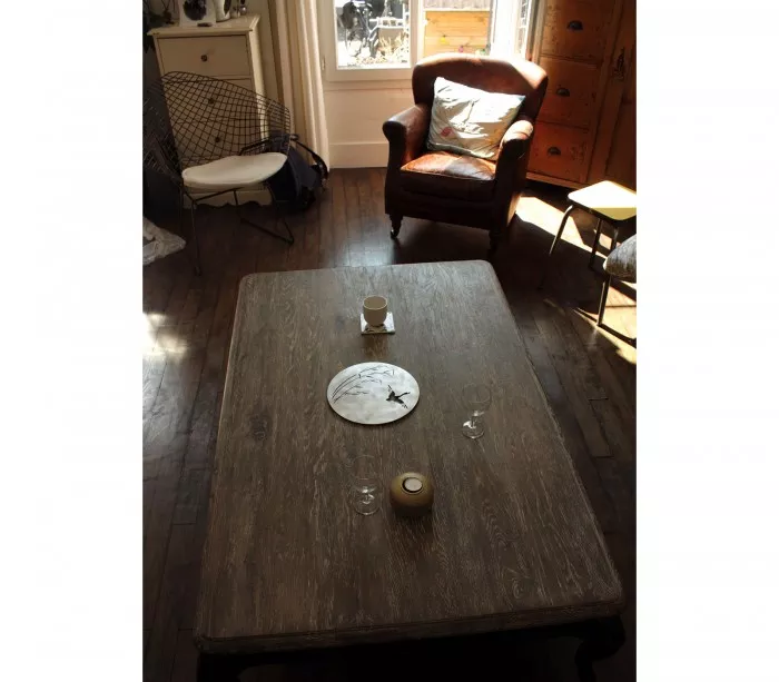 Centre table inox brossé décoration inspiration japonaise