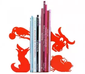 Large red bookends Tales of Jean de La Fontaine