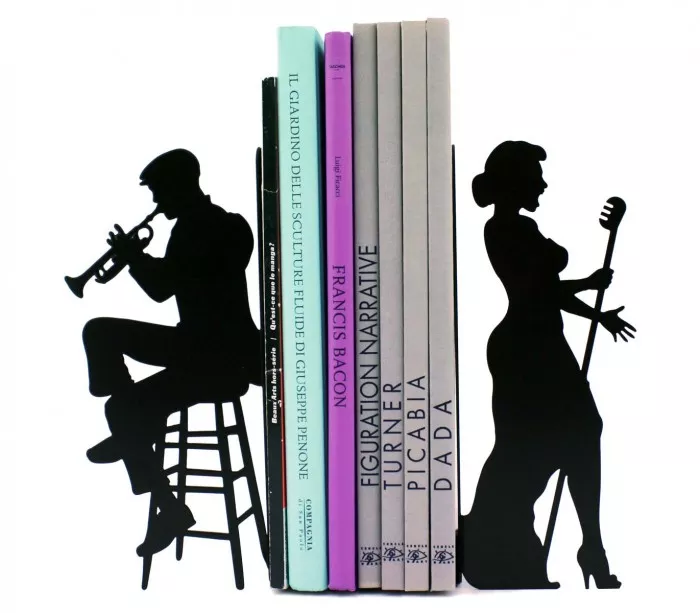 Grands serre-livres décoratifs en métal pour disques vinyles