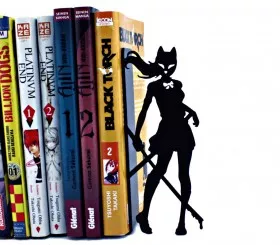 black metal bookends kitsune manga decoration