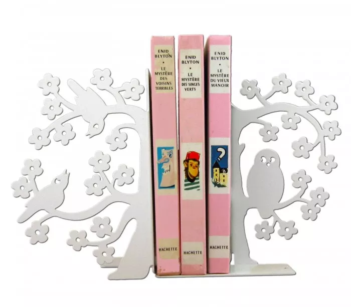 Pressse-livres métal blancs décoration chambre fille oiseaux