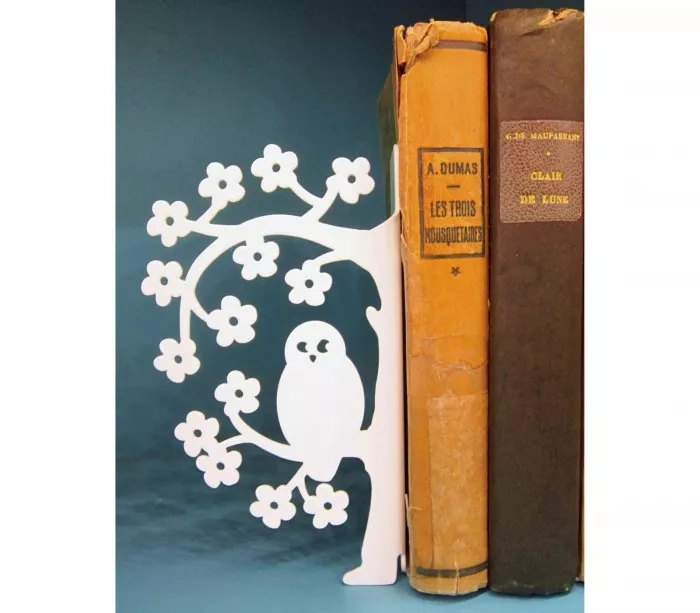 Serre-livres blanc chouette hibou décoration étagère