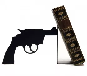 Gun bookends to decorate shelves