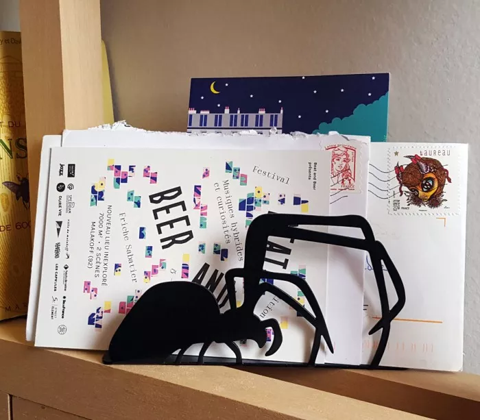 Schwarzer Deko-Kurierhalter für Spinnenphobiker