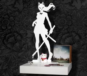 Silhouette figurine décorative blanche manga Kitsune