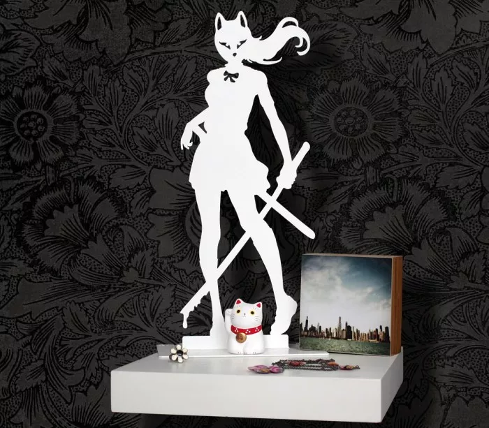 Silhouette dekorative weiße Figur Manga Kitsune