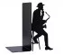 Laser cut metal bookends Saxophonist to wedge vinyl disc