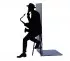 Buchstütze schwarz Silhouette Saxophonist Laserschnitt