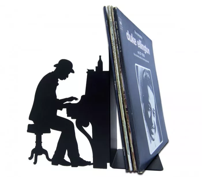 Große Buchstütze mit Pianisten-Silhouette zum Festhalten von Schallplatten