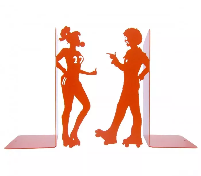 Orange metal bookends seventies