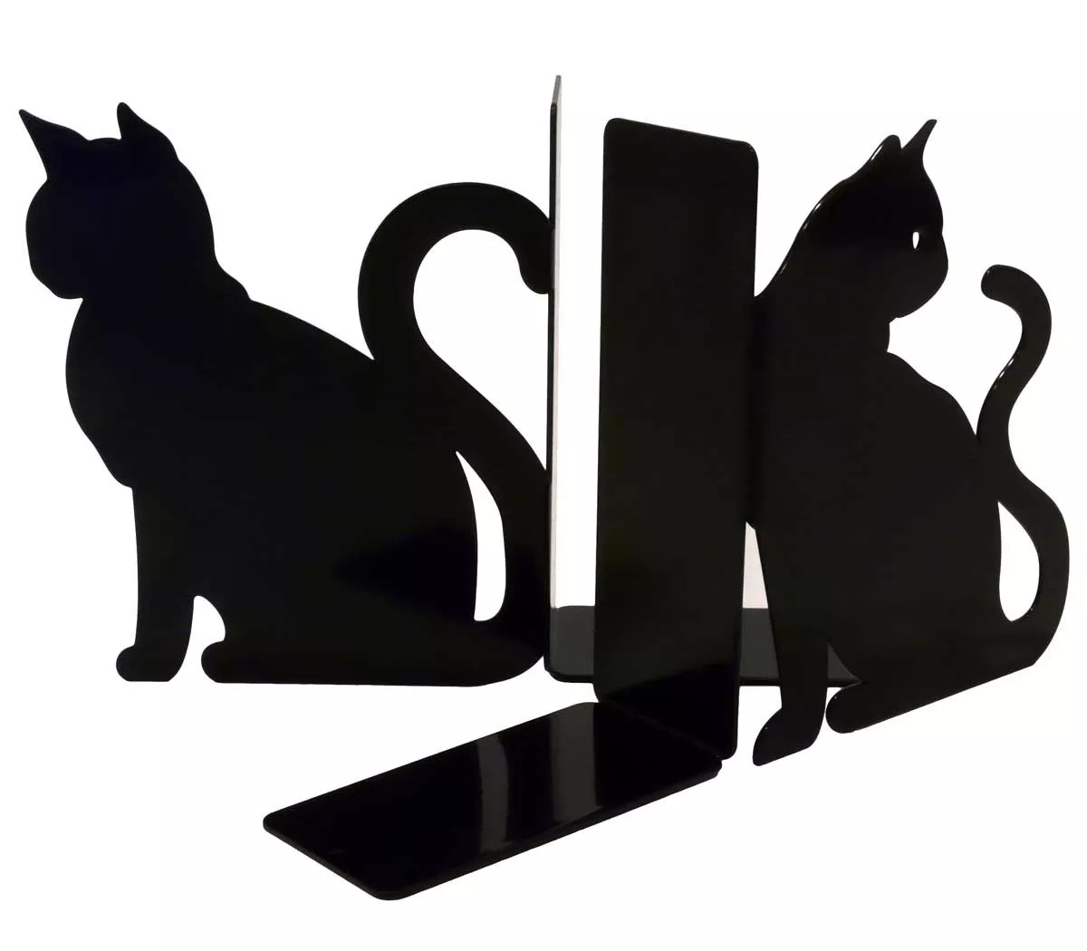 Serre-Livres Décoratifs Chat Persan En Métal Noir - 1 Paire Pour Étageres Et Bureau