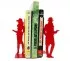 Pair of red metal bookends for thrillers and detective novels