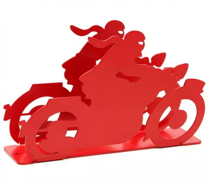 Porte-courrier décoration rétro "Motocyclette" rouge