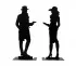 Paire sculpture silhouettes métal film noir