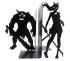 Large black metal bookends demon katana manga inspired