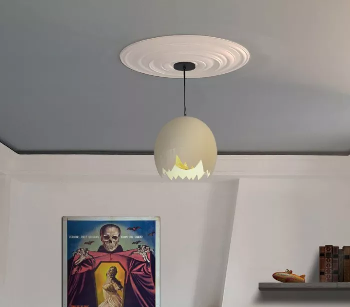 Blown glass boiled egg chandelier