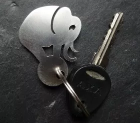 Porte-clés fantaisie éléphant inox brossé