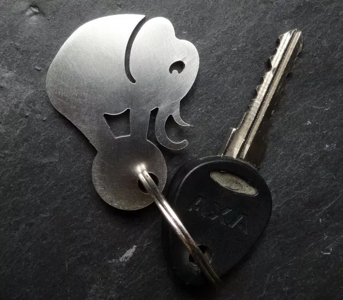 Porte-clés fantaisie éléphant inox brossé