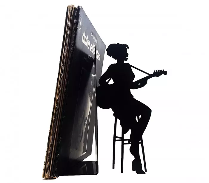 Large bookend inspired by Rosetta Tharpe for shimming jazz vinyl records