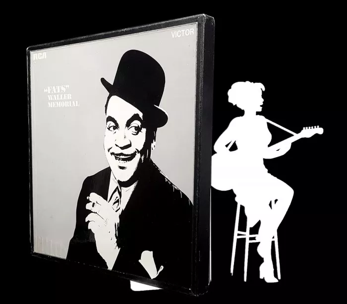 Cale disques vinyles de jazz en métal blanc