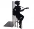 Large black metal bookend with jazz guitarist silhouette