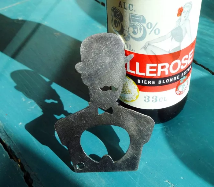Brushed stainless steel bottle opener for stylish beer drinker