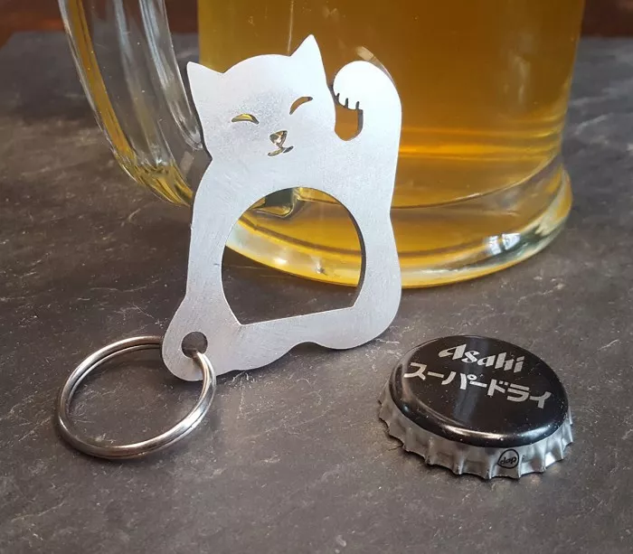 Asian-style lucky cat pocket bottle opener