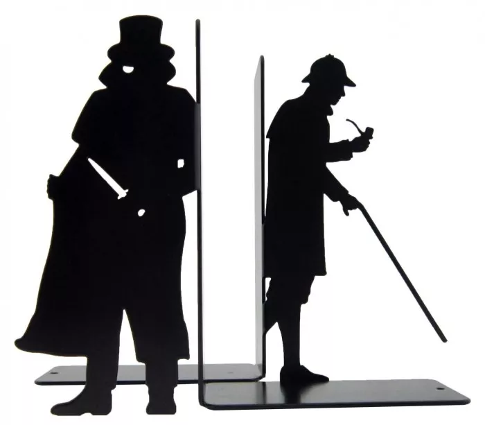Paire de cale-livres noirs Sherlock Holmes et Moriarty