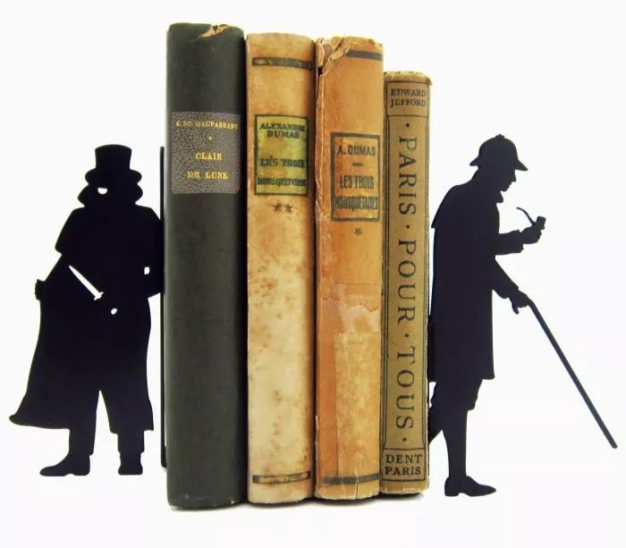 Paire de blocs-livres noirs Sherlock Holmes et Moriarty