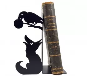 Serre-livres noir Corbeau et Renard