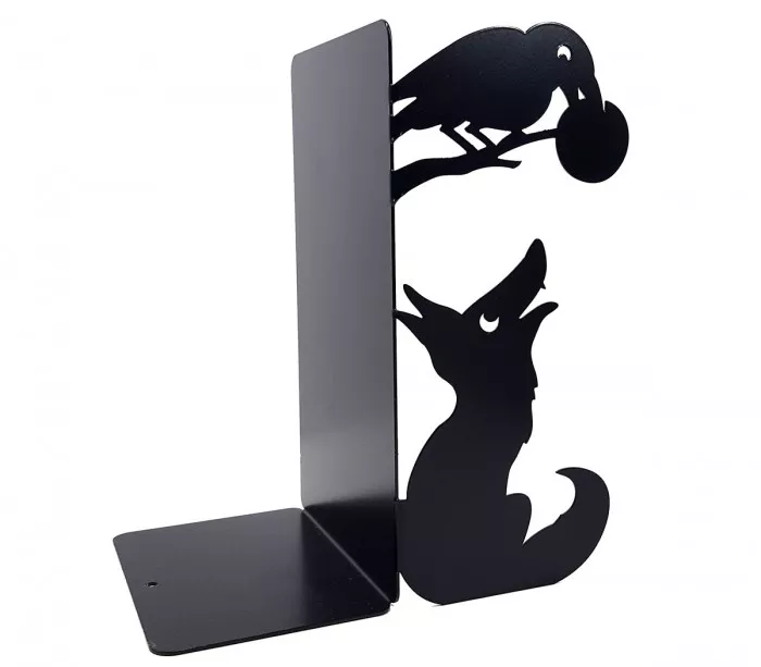 Serre-livres noir Corbeau et Renard