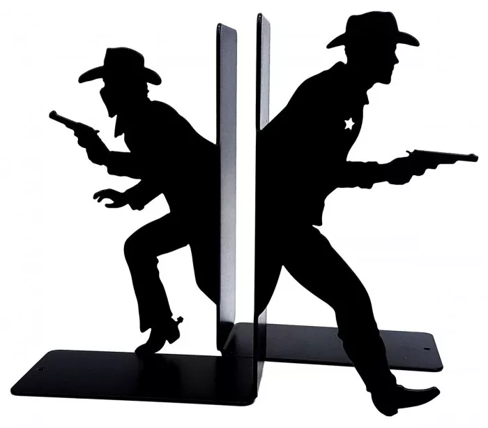 Western-inspired black decorative bookends