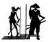 Black laser-cut metal bookends with manga-inspired silhouettes