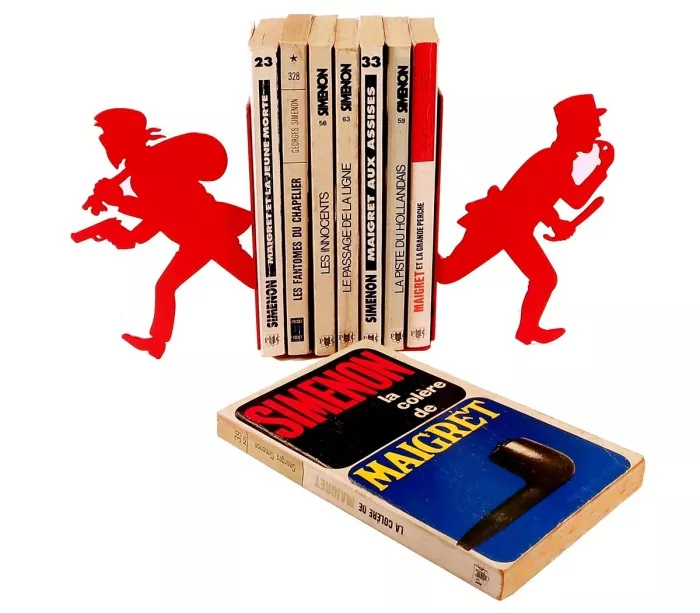 Paire serre-livres BD vintage rouge Gendarme et voleur
