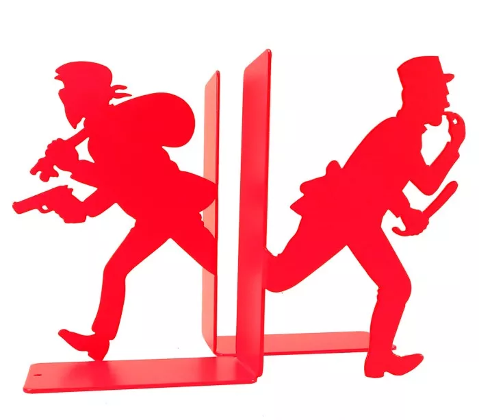 Pair of vintage red metal bookends