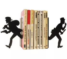 Pair of metal bookends Gendarme and thief