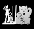 Lucky cats and metal bookends to hold your books and decorate your shelves