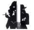 Large decorative vintage thriller-style bookends in laser-cut steel